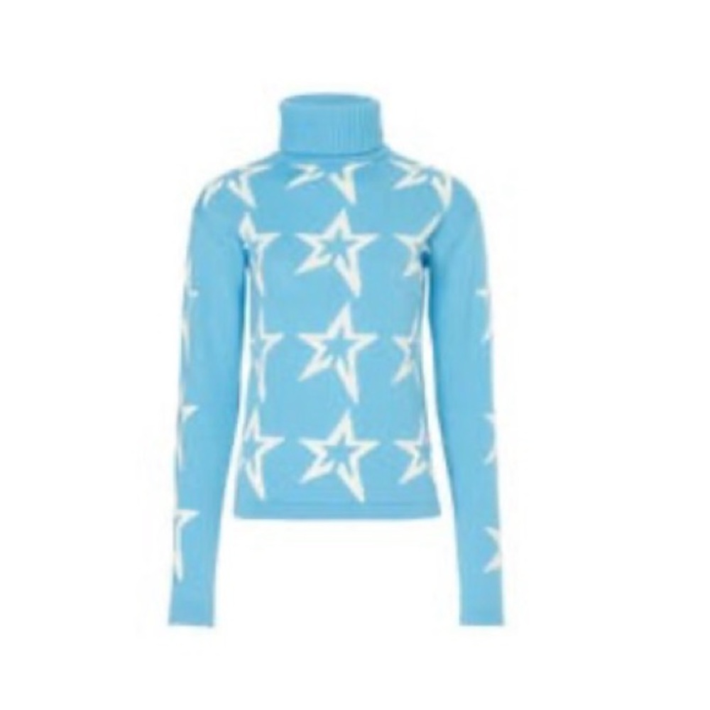 Perfect Moment Ski Winter Blue Star Pattern Turtleneck Sweater Slopes!
